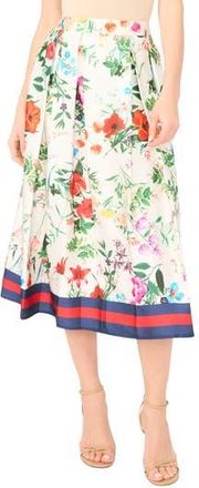 Halogen Border Print Midi Skirt in White/Pink Multi at Nordstrom Rack, Size Large