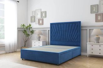 Sloomy Somerset Plush Divan Base 4 Drawers 26 Headboard in Navy | Size: Double