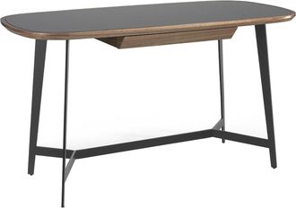 Angel Cerd&aacute; Escritorio nogal y cristal tintado negro