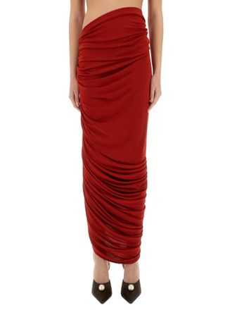 Magda Butrym Red Solid Maxi Skirt
