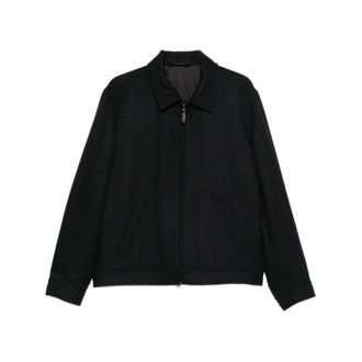 Brioni Classic Collar Zip-up Jacket - male - Brioni - Light Jackets - Black - M - Jackets