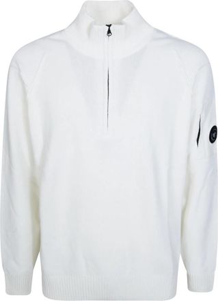 C.P. Company Lamswol GRS Half Zip Trui - Heren - Coltruien - Wit - M - Wol - Truien & Vesten