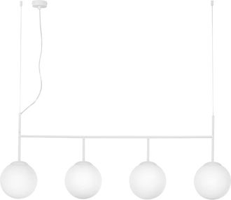 Luce-Ambiente-Design Lámpara de techo lineal en metal blanco con cuatro pantallas