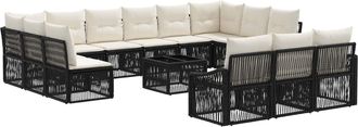 vidaXL Conjunto De Sof&aacute;s De Jard&iacute;n 14 Uds. Negro Rat&aacute;n Sint&eacute;tico Vidaxl