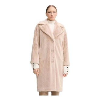 Joseph Ribkoff Jassen, Dames, Beige, XS, Leer, Faux Fur Straight Coat