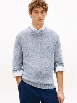Tommy Hilfiger Mens Relaxed Fit Boucle Sweater - Blue - XL