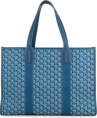 Goyard Blue Canvas Leather Handbag Tote Bag (Pre-Owned)