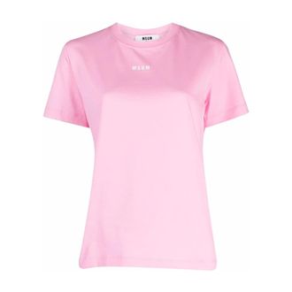 Msgm Msgm, Tops, Dames, Roze, M, Katoen, T-shirt met Micro Logo