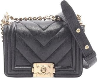 Chanel Pre-owned Boy Mini Chevron V Stitch Shoulder Bag - - Pre-owned - Donna - Nero - ONE SIZE