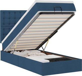 vidaXL Vidaxl Struttura Letto Pouf Con Materasso Blu 90x190 Cm In Tessuto