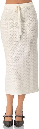Ivonne Knit Midi Skirt with Tassel Tie Waist in Natural at Nordstrom, Size 12