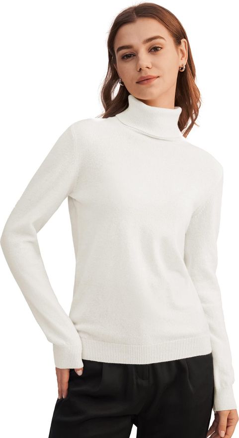 Crew Neck Sweater Winter White Cashmere Jumper LilySilk