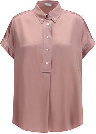 Brunello Cucinelli Multicolor Silk Shortsleeve Womens Shirt