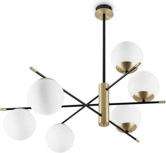 Ideal Lux Ideal Lux - Gourmet L&aacute;mpara De Techo Semiempotrable 6 Luces Globe Multi Arm Negra