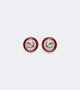 Kamyen Jewellery Pendientes Candy Dots de oro blanco de 18 ct y esmalte con diamantes