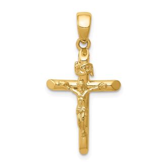 Diamond2Deal 14k Yellow Gold Polished Crucifix Cross Pendant