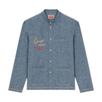 Kenzo Geborduurd denim overhemd - Heren - Spijkeroverhemden - Blauw - M - Denim - Overhemden