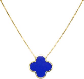 Italian Gold, Inc 14K Yellow Gold Clover Necklace - Lapis