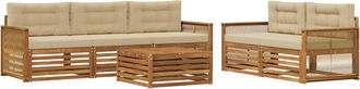 vidaXL Conjunto De Sof&aacute;s De Exterior 6 Uds. Natural Y Beige Vidaxl