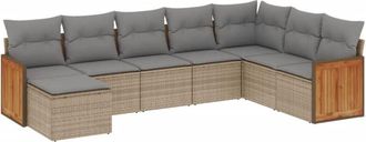 vidaXL Juego De Sof&aacute;s De Jard&iacute;n Con Cojines Beige 8 Pzas Rat&aacute;n Pe Vidaxl