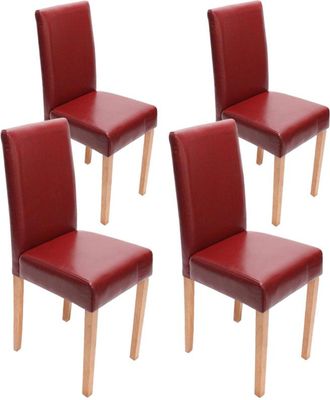 Hhg Hhg - Nunca Usado] Juego De 4 Sillas De Comedor Silla De Cocina Littau, Cuero, Patas Rojas Claras
