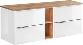 Petits Meubles Mueble bajo lavabo 140 cm 2 nichos estratificado Blanco