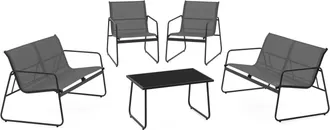 IDMarket Set Di Mobili Da Giardino Bassi Malaga 6 Posti Con Divani, Poltrone E Tavolo In Grigio Antracite
