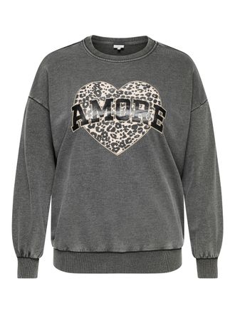 Only Carmakoma Sweatshirt ONLY CARMAKOMA CARLAUREN LIFE L/S O-NECK SWT JRS, Damen, Gr. L, phantom print:amour, Sweatware, Obermaterial: 50% Baumwolle, 50% Polyester,
