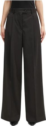 Sportmax Vela Wijde Broek - Dames - Wijde Broeken - Bruin - L - Wol - Broeken