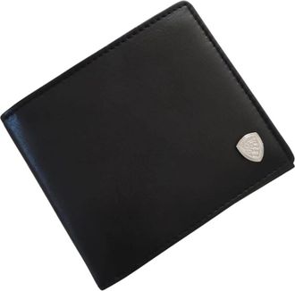 Blauer Zwarte leren portemonnee met muntvak - Heren - Portefeuilles - Zwart - ONE Size - Leer - Accessoires