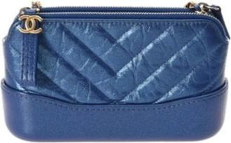 Chanel Pre-owned Cross Body Bags, female, Blue, Size: ONE SIZE Pre-owned Leather Cross Body Bag