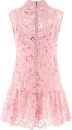 Self Portrait Openwork Lace Collared Dress - Pink