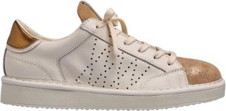 Panchic Lace-Up Sneakers With Golden Lurex Suede Toe Cap