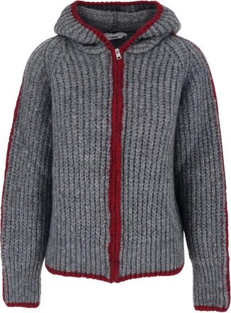 Msgm hooded zip cardigan - women - Wool/Mohair/Polyamide/Polyacrylic - S - Grey