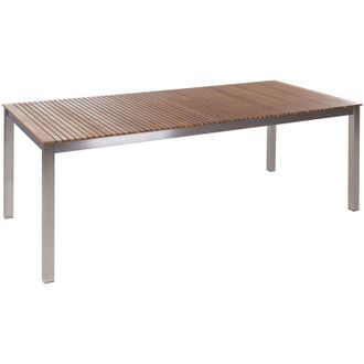 Beliani Beliani - Tavolo da Giardino Legno di Teak Chiaro Struttura Acciaio 200 x 90 cm Viareggio ii