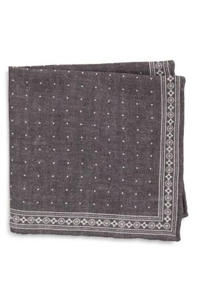 Eleventy Wool & Cotton Muslin Pocket Square in 22-02 Black And Sand at Nordstrom