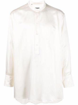 Dolce & Gabbana long-sleeve silk longline shirt - men - Silk - 41 - White