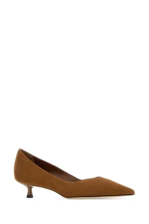 Stuart Weitzman Womens Camel Suede Eva 35 Pumps Toastedalmond Scarpe Con Tacco