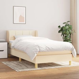 vidaXL Cama Box Spring Con Colch&oacute;n Tela Color Crema 90x190 Cm Vidaxl
