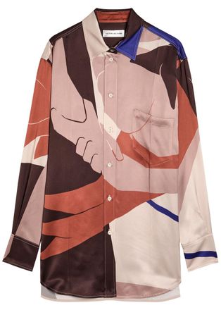 Victoria Beckham Remi Printed Satin-crepe Shirt - Pink - 10 (UK10 / S)
