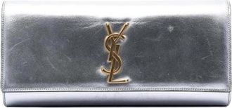 Saint Laurent Pre-owned Vintage Clutch - Dames - Vintage Clutch - Grijs - ONE Size - Leer - Vintage