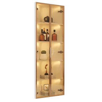 STILVORA Vitrina Esquinera Con 2 Puertas Y Led, Vidrio Templado Y Marco De Aluminio, Blanco, 62&times;35&times;160 Cm