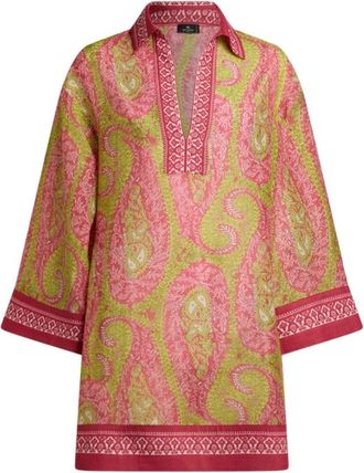 Etro Overhemden, Dames, Veelkleurig, L, Paisley Polo Kraag Tuniek