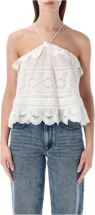 Isabel Marant Prisha Lace Top - Dames - Tops zonder mouwen - Wit - XS - Katoen - Tops