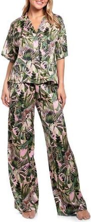 Midnight Bakery Jungle Print Button-Up Top & Pants Pajamas in Pink at Nordstrom Rack, Size X-Large