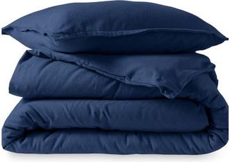 Bare Home 100% Cotton Flannel Duvet Cover & Sham Set in Dark Blue at Nordstrom, Size Twin/twin X-Long