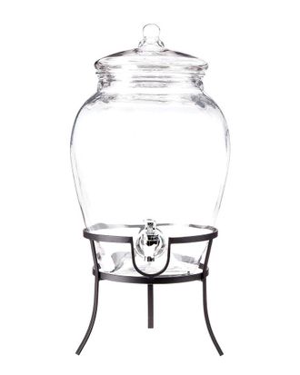 Style Setter 2.7Gal Beverage Dispenser With Metal Rack & Glass Lid