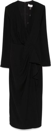 Nissa Abito midi in cr&ecirc;pe con scollo a V - Nero