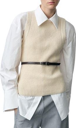 Mango Tappeito Cotton & Wool Sweater Vest in Light Beige at Nordstrom Rack, Size X-Small