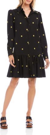 Karen Kane Embroidered Ruffle Hem Dress in Black at Nordstrom, Size X-Small
